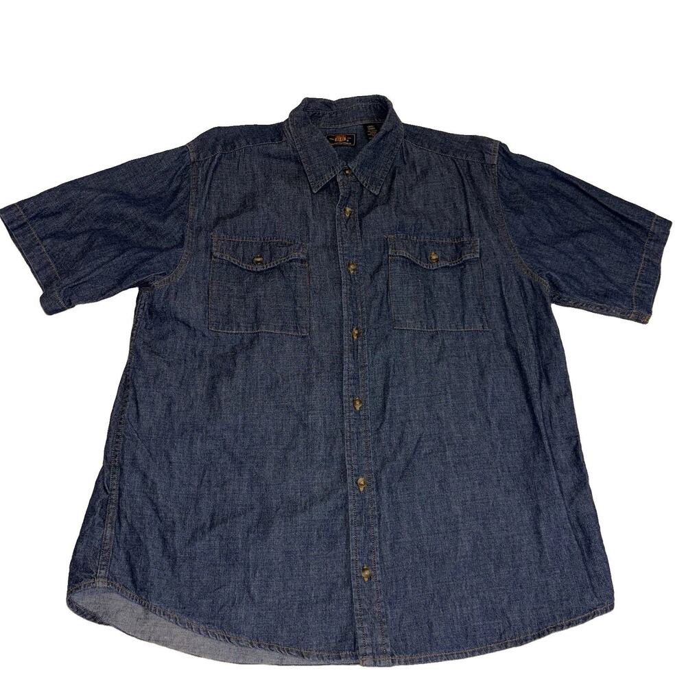 Route 66 Denim Shirt Mens Large Short Sleeve